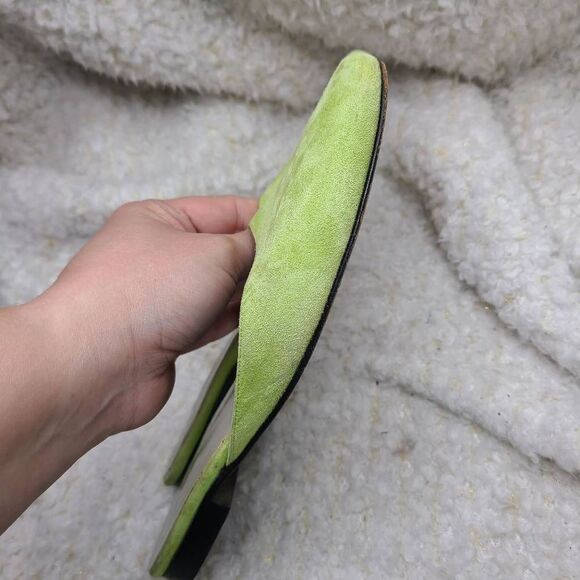 Coach Vintage Light‎ Green Suede Square Toe Slide Mules size 6.5 - Picture 6 of 8